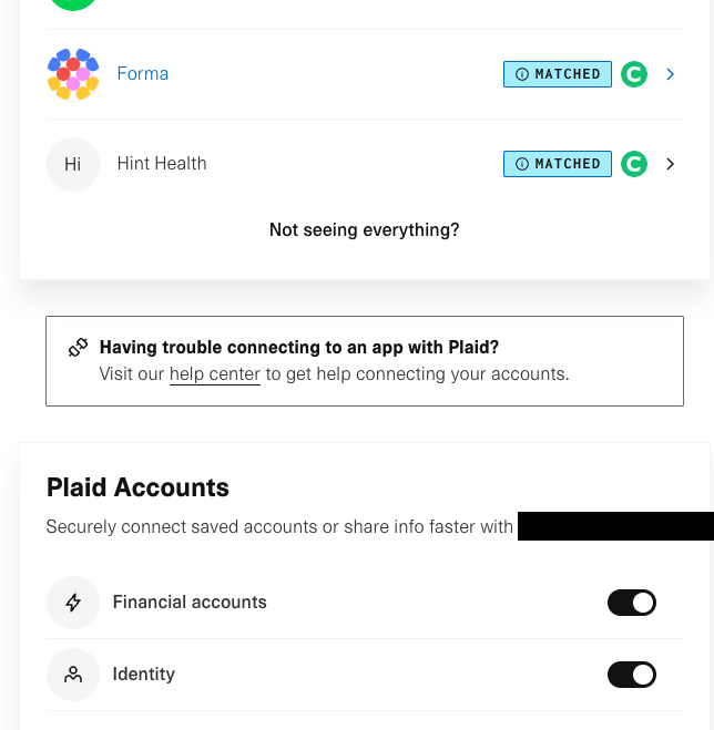 Financial Accounts Toggle